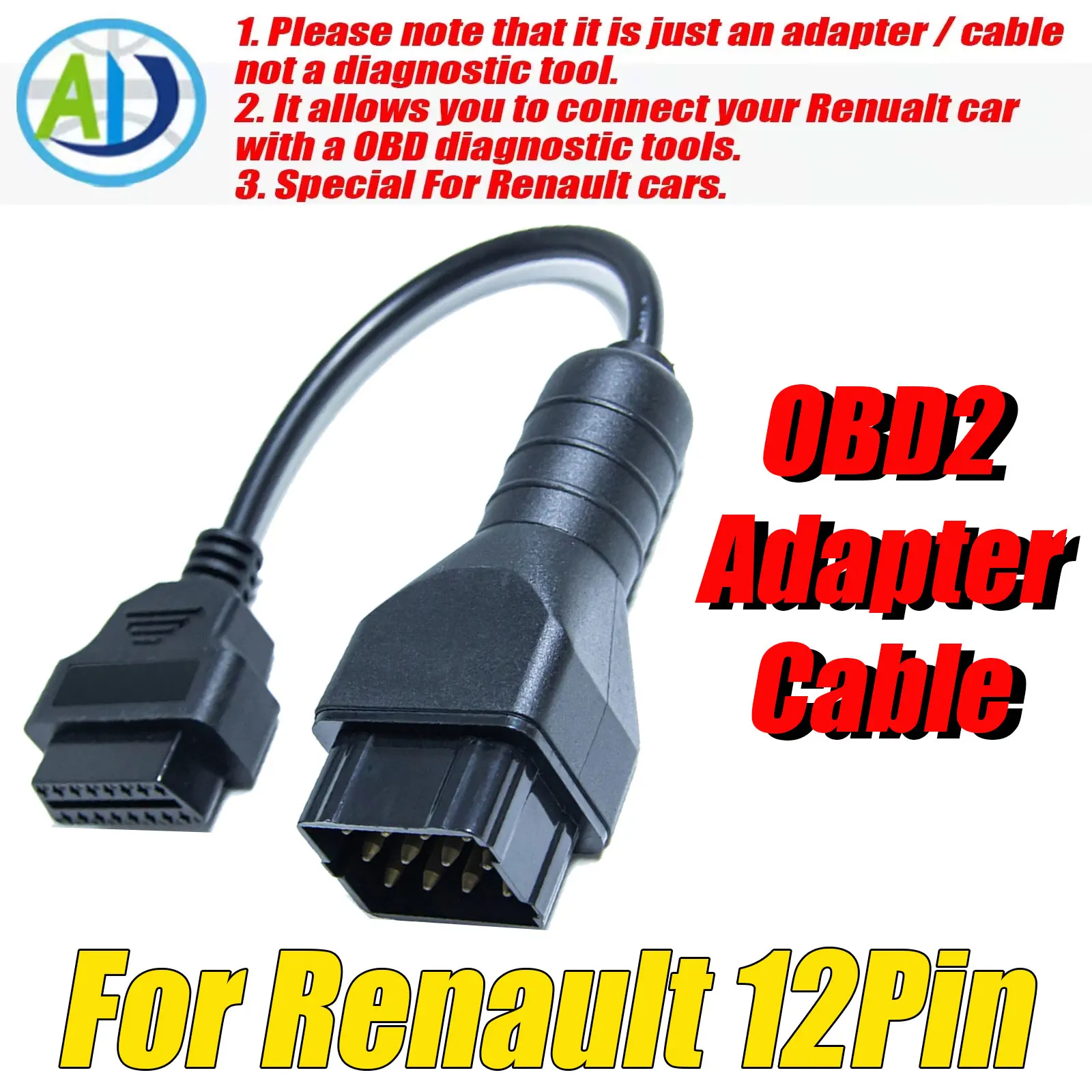 

OBD2 Diagnostic Cable For Renault 12pin To 16pin OBDII Connector Adapter Cable Truck Extension Cable OBD2 Diagnostic Adapter