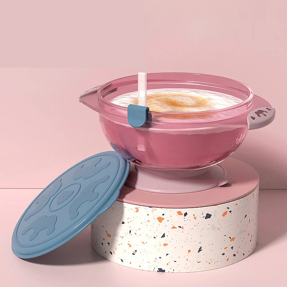 1pc Suction Bowl For Baby Premium Food Grade Silicone Spill-Proof With Lid Rice Bowl For Kids Leakproof Feeding Container Purple