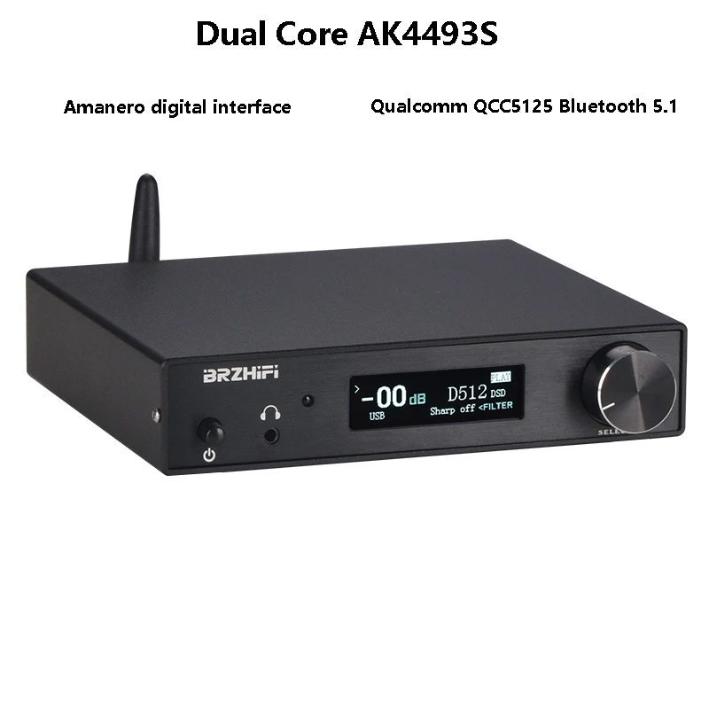 

Dual AK4493S Digital Audio Decoder DSD512 PCM 32BIT 384KHz Lossless Decoding DAC QCC5125 Bluetooth 5.1 AMANERO USB Daughter Card