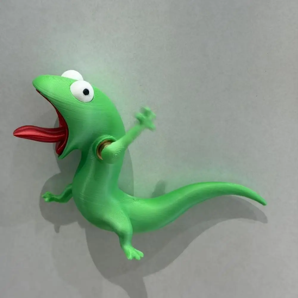 Cute Lizard Fridge Magnet 3D Printed Spinning Waving Arm Stress Relief Refrigerator Magnetic Desktop Decor For Adults Gift