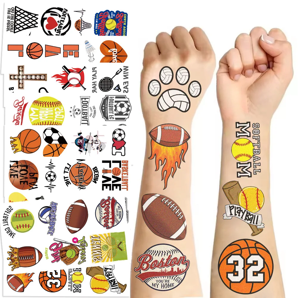 10 قطعة مجموعة الرسوم المتحركة الرياضية الجديدة الوشم ملصق مقاوم للماء حفلة هدية مضحك متعة الوجه ملصق عبر الحدود