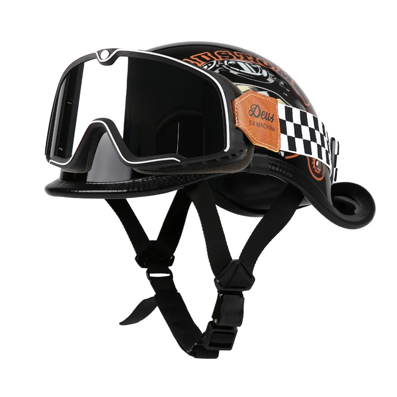 

VGV полумотоциклетный шлем, очки в комплекте, электромобиль, велосипед, локомотив для Cruiser, ретро, мужской и женский скутер, улица