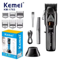 Kemei Barber High Speed Motor 9000 RPM Electric Hair Clipper Rechargeable Professional Hair Trimmer With Charging baseKM-1763