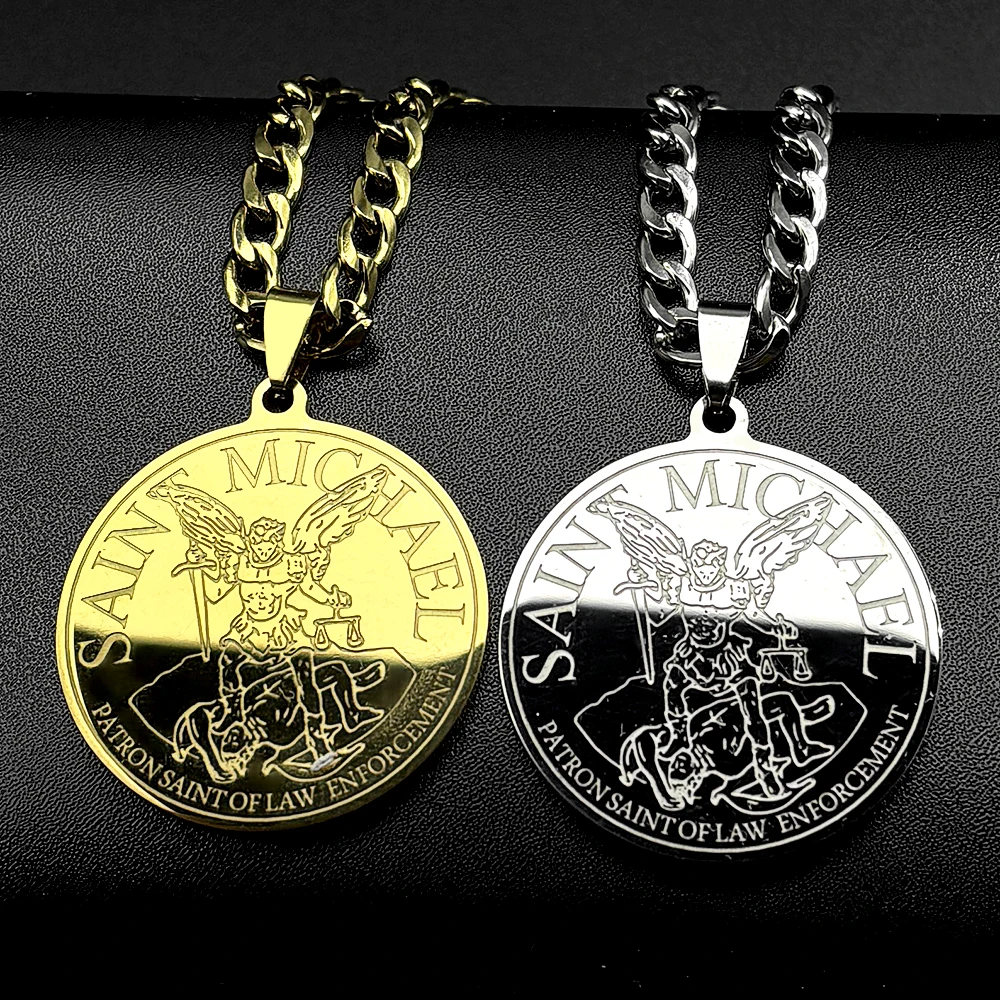Bar Cart Gold - Archangel Saint Michael Protect Us Chain