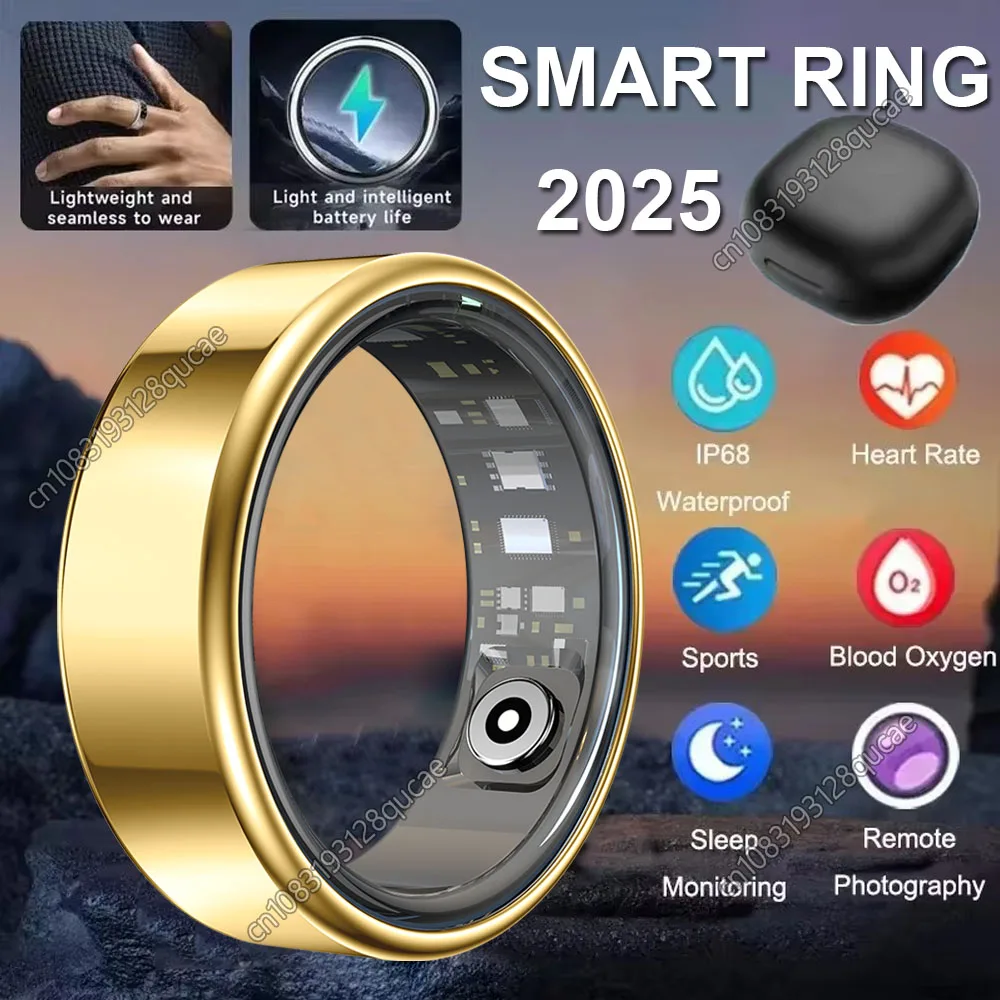 

2025 New Smart Ring Heart Rate Blood Pressure Sleep Monitoring Motion Tracking IP68 Waterproof Men Women Smart Ring Holiday Gift