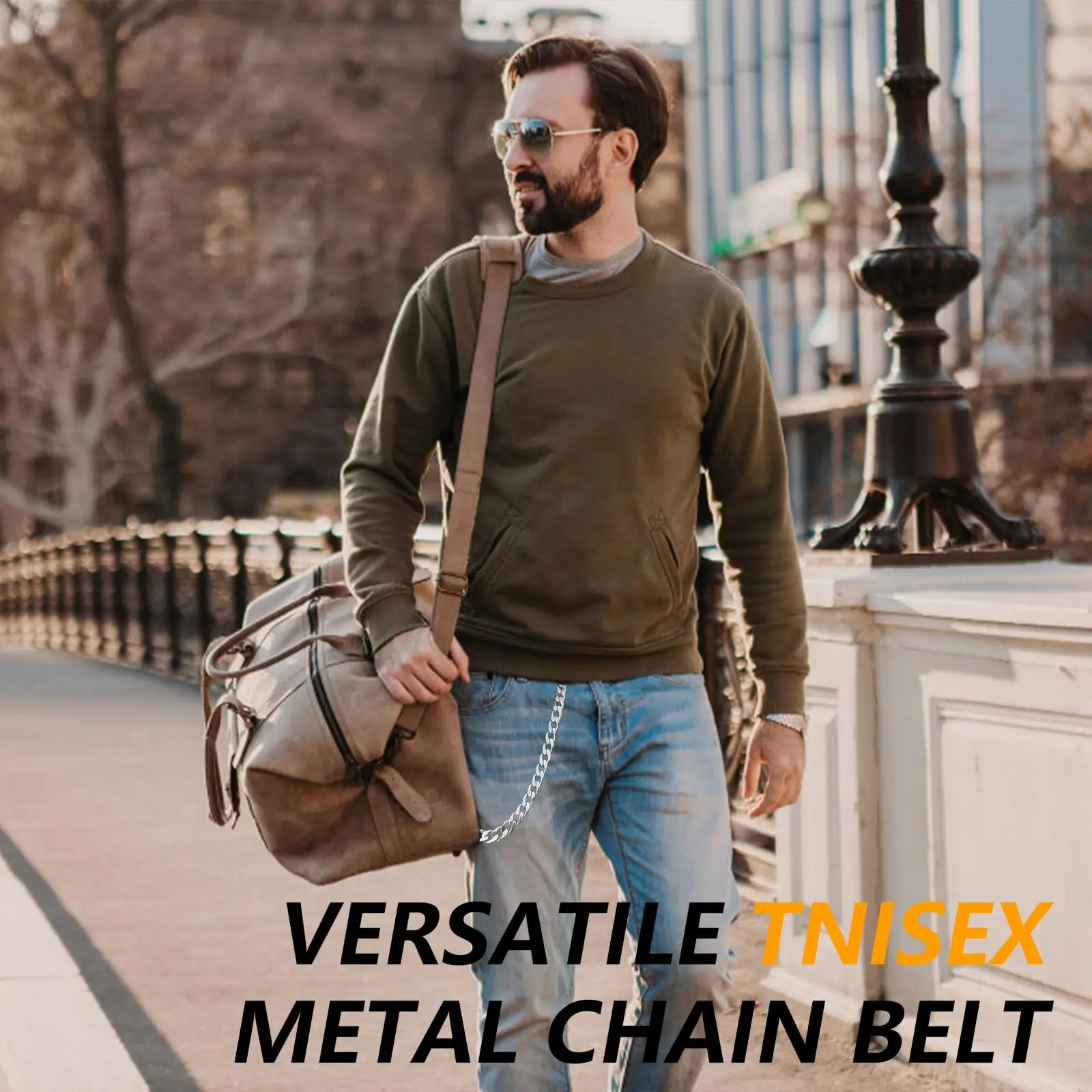 سلسلة من التيتانيوم الصلب سهلة الاستخدام، سلسلة جيب شديدة التحمل، سلسلة سراويل بانك، سلسلة مفاتيح معدنية عصرية لعشاق الموضة