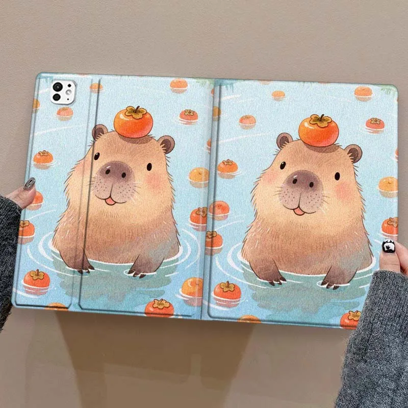 Cartoon Capybara For iPad Pro Air mini 7 6 5 4 11th 10th 7th 6th 5th 13 12.9 11 10.9 10.5 10.2 Inch Tablet Case