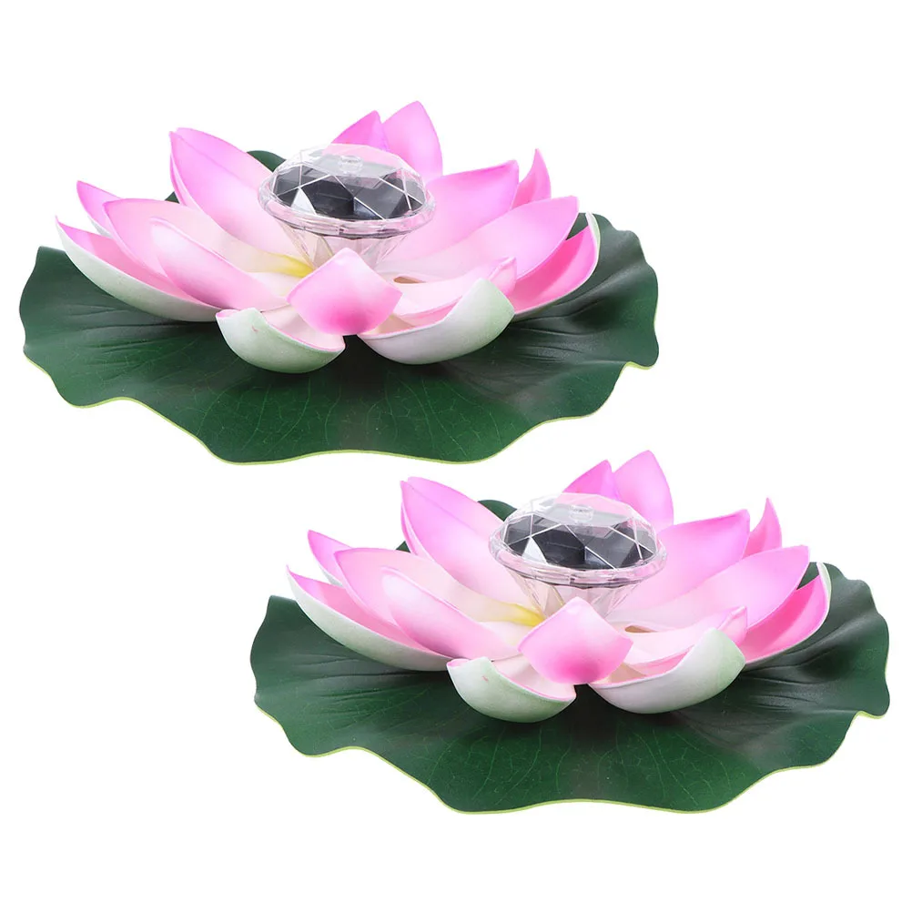 2Pcs Solar Lotus Light Waterproof Floating Pool Pond Lamp Colorful Unique Design Outdoor Landscape Solar Decorative Lighting