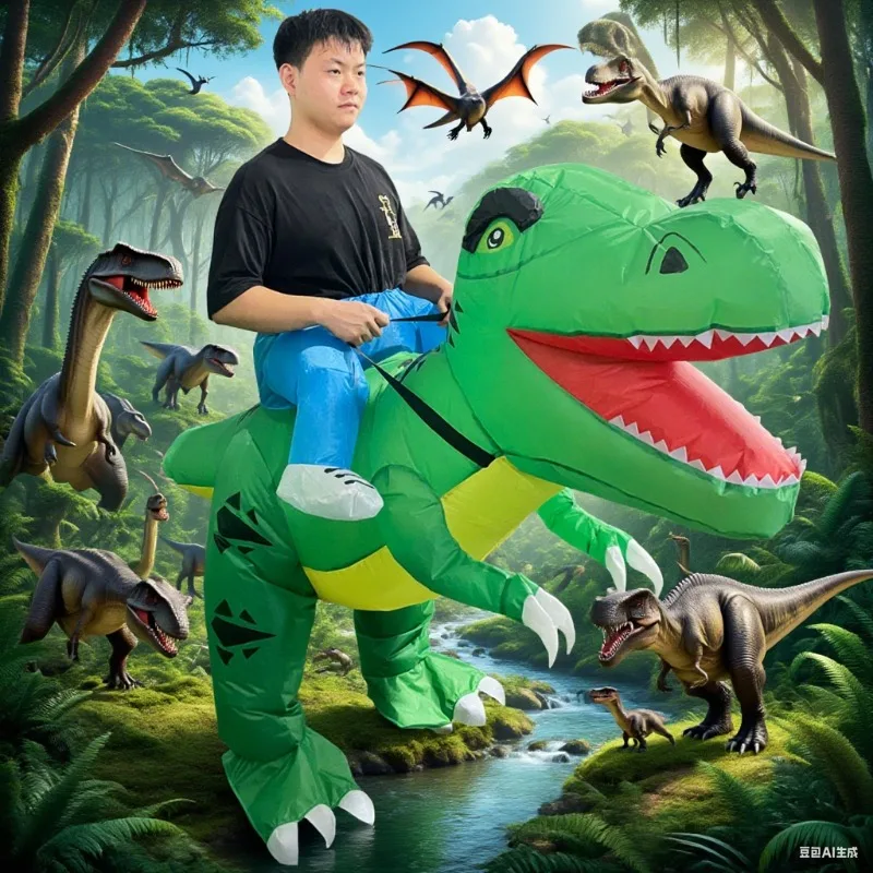 

Костюм динозавра для взрослых, надувной забавный костюм на Хэллоуин, мужской и женский надувной костюм динозавра для взрослых, рыцарь динозавра