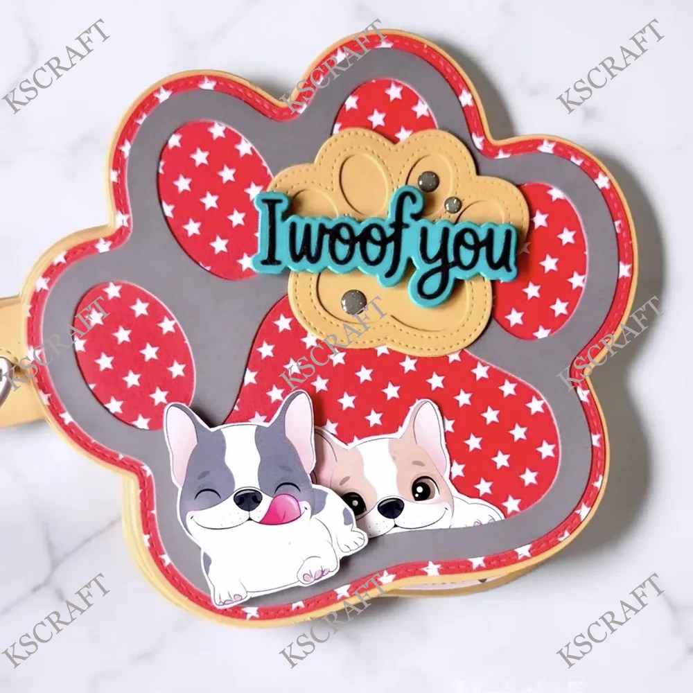KSCRAFT Dog Paw Mini Album Cutting Dies Stencils for DIY Scrapbooking Decorative Embossing DIY Paper Cards