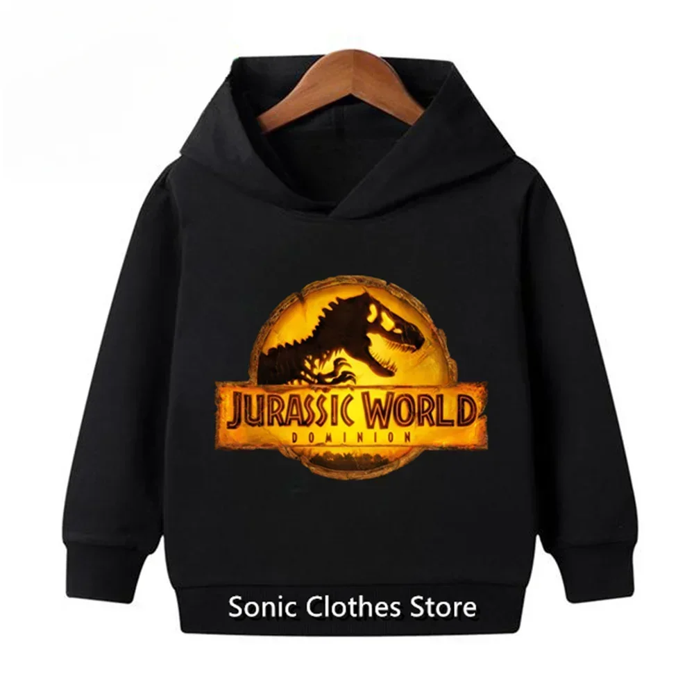 Autumn Boys Girls Jurassic World Dominion Sweatshirts Dinosaur Print Kids Jurassic Park 3 Clothes Long Sleeve Sports Hoodies