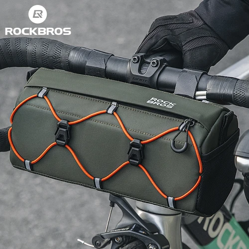 ROCKBROS-bolsa para tubo delantero de bicicleta, bolsa para manillar de 2,2 L de capacidad, impermeable, multifunción, portátil, bolso de hombro, bolsa para tubo, banda elástica