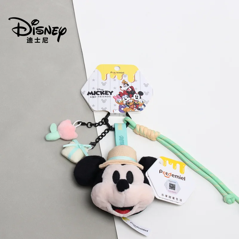 Oryginalny breloczek Disney z głową Myszki Miki i Kaczora Donalda, pluszowa zawieszka z wyskakującą głową, najlepszy prezent urodzinowy dla chłopców i dziewczynek.