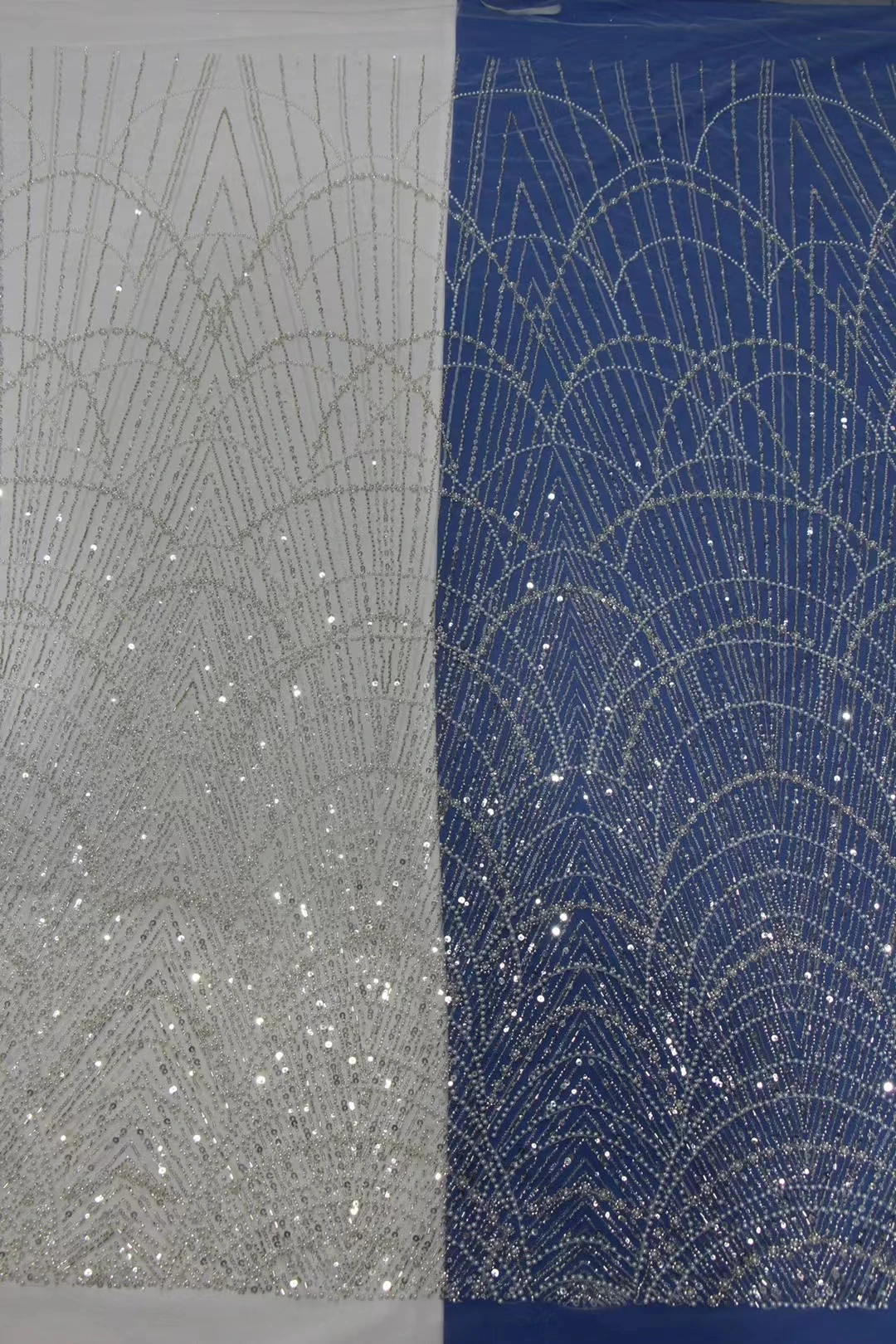 2023 High Quality African 5 Yards Net Lace Fabric French Bridal Luxury Embroidery Beaded Sequins Lace Fabric For Wedding