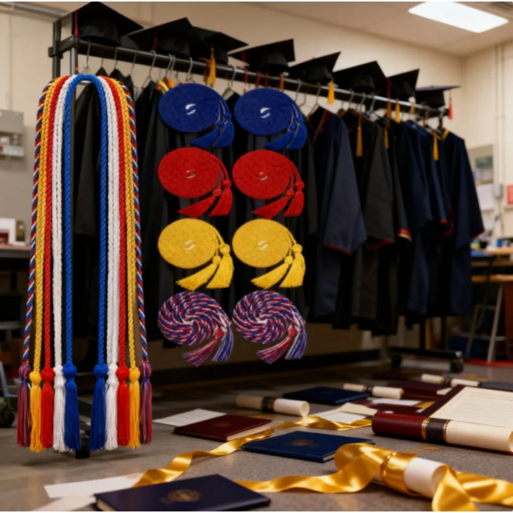 Cordón de honor de graduación trenzado con borla Fabricante de accesorios para vestido de soltero de poliéster
