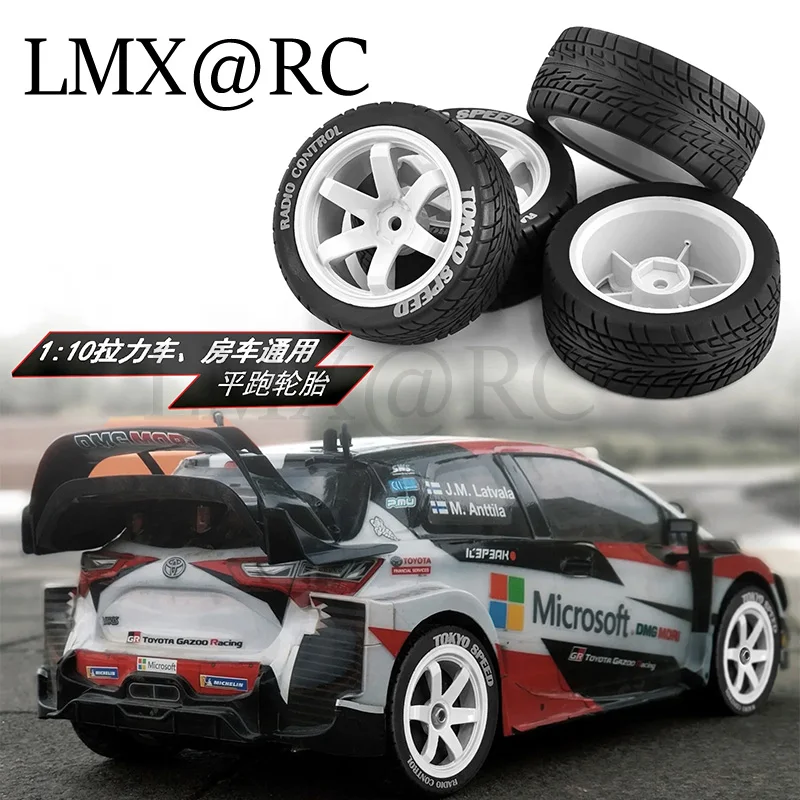 4 pièces 68mm pneu en caoutchouc roue 12mm hexagone pour Tamiya TT01 TT01E TT02 TT02B TA06 XV01 XV02 PTG-2 1/10 RC voiture de course pièces de mise à niveau