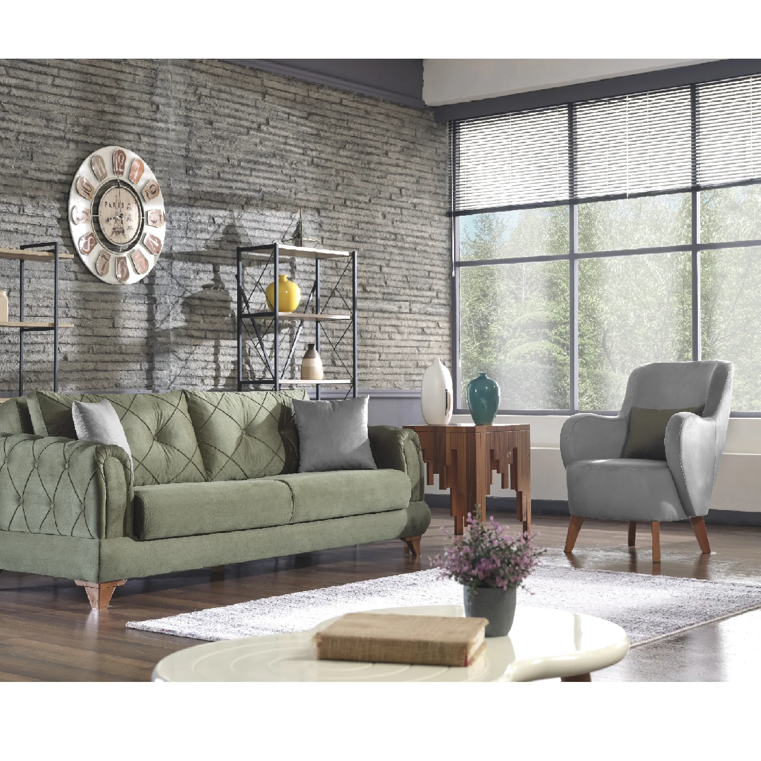 * LUXURY MODERN EUROPEAN CHESTERFIELD STYLE WOOD MODULAR THREE SEAT SOFA SET APARTMENT WAREHOUSE HOTEL HOSPITAL KITCHEN