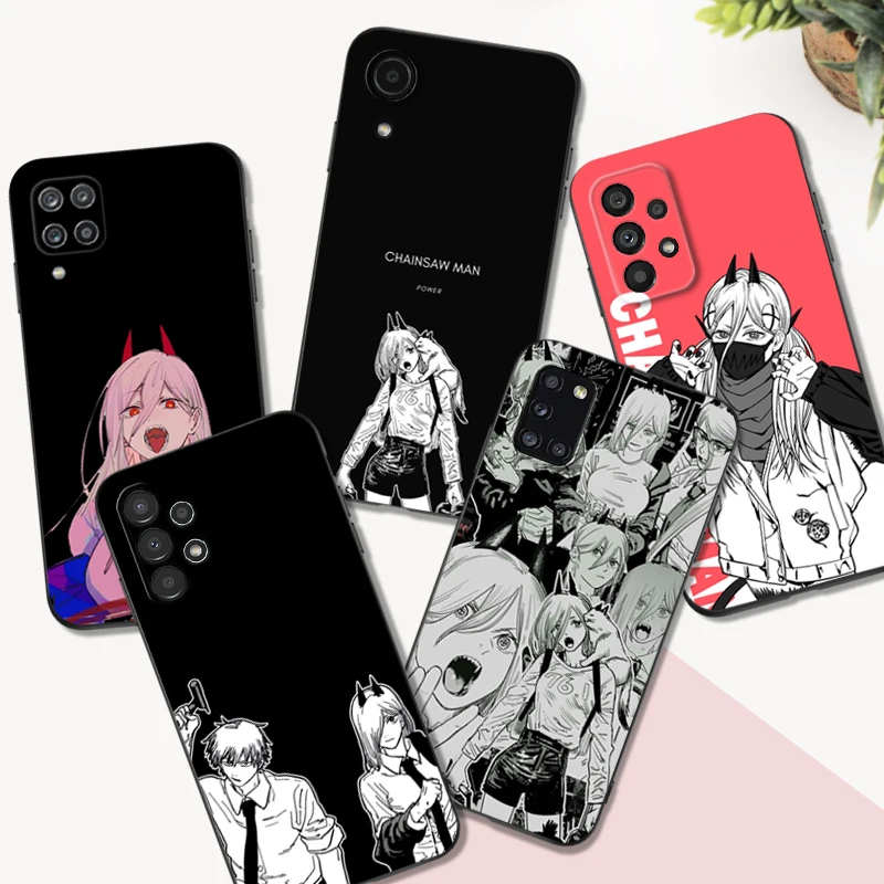 Black tpu Case For Samsung galaxy M53 M13 M62 A12 A22 A22S A32 A42 A52 A52S A72 4g 5g A20S Anime Chainsaw Man