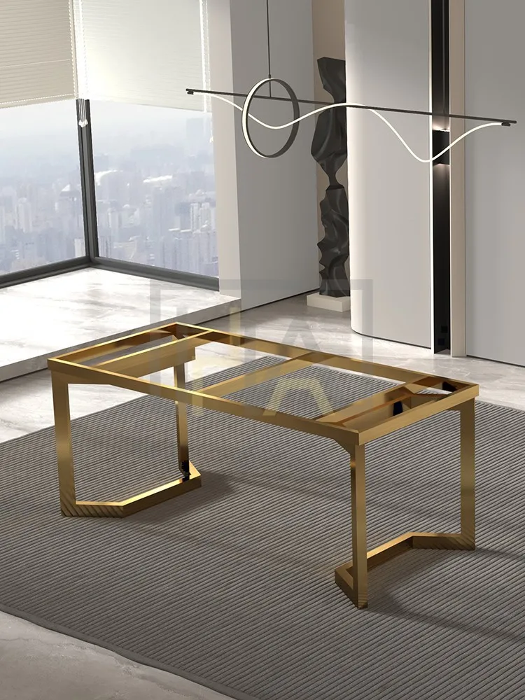 Customized light luxury stainless steel table foot rock slab table leg bracket wrought iron marble metal frame coffee table