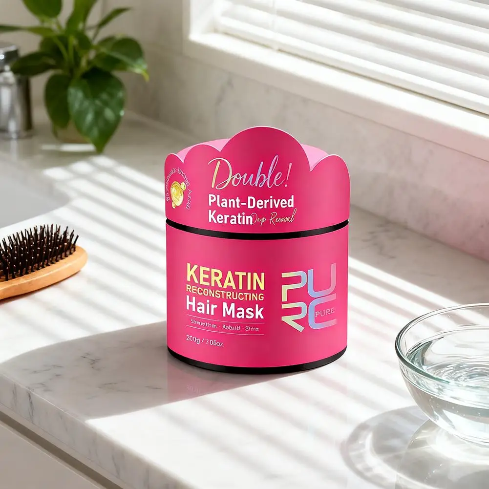 

Double Keratin Hair Mask 3-Min Soften Hair Deep Repair Hair 200G Dryness Damaged Hair Texture Improve Frizzy Reduce Mask Ca B2S5
