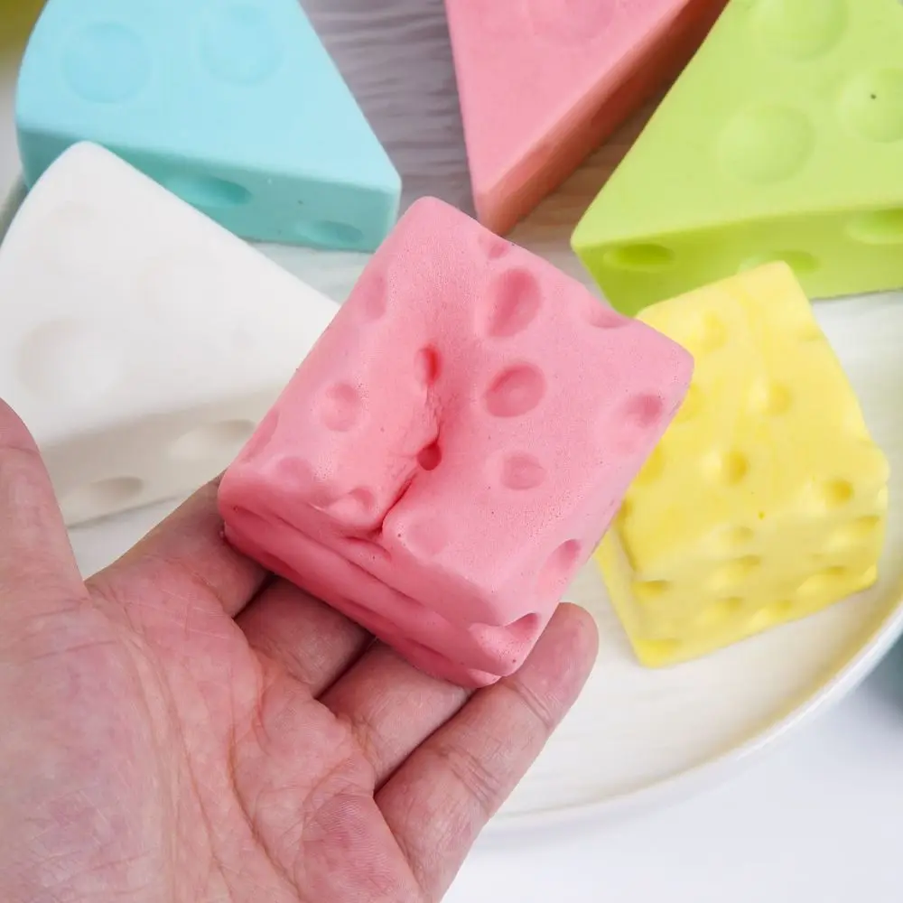 5/7cm Cheese Squeezed Cube Super Soft Realistic Cheese Squishy Kneading PU Slow rebound Cheese Stress Ball Home Decoration