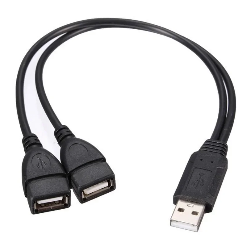 USB 2.0 A 1 Male To 2 Dual USB Female Data Hub Power Adapter Y Splitter USB Charging Power Cable Cord Extension Cable