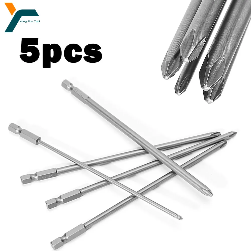 

5Pcs Cross Screwdriver Bit 1/4'' Hex Shank Phillips Head Wind Drill 150mm Wrench Magnetic Socket PH1 3.0 4.5 PH2 4.5 5.0 6.0