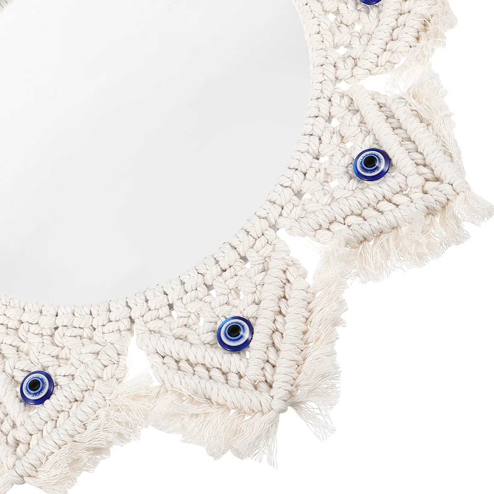 

Nordic Woven Wall Mirror Evil Eye Tapestry Cotton Rope Boho Bedroom Living Room Decor Wall Hanging Woven Mirror