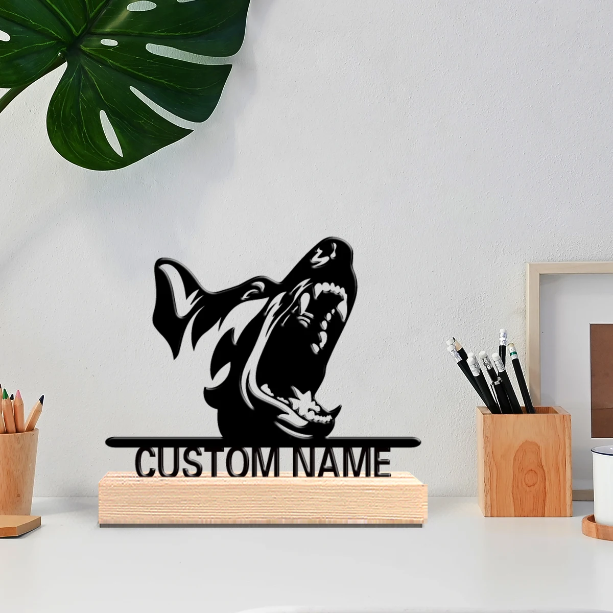 1pc Fun Personalized Custom Dog's head Metal Statues with wooden base desktop art suitable for pet enthusiasts all occasions