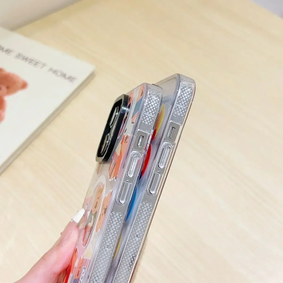 MagSafe Transparent Border Cartoon Bear Phone Case Cover for IPhone 11 12 13 14 15 16 Pro Max Case for IPhone 16 Pro Max