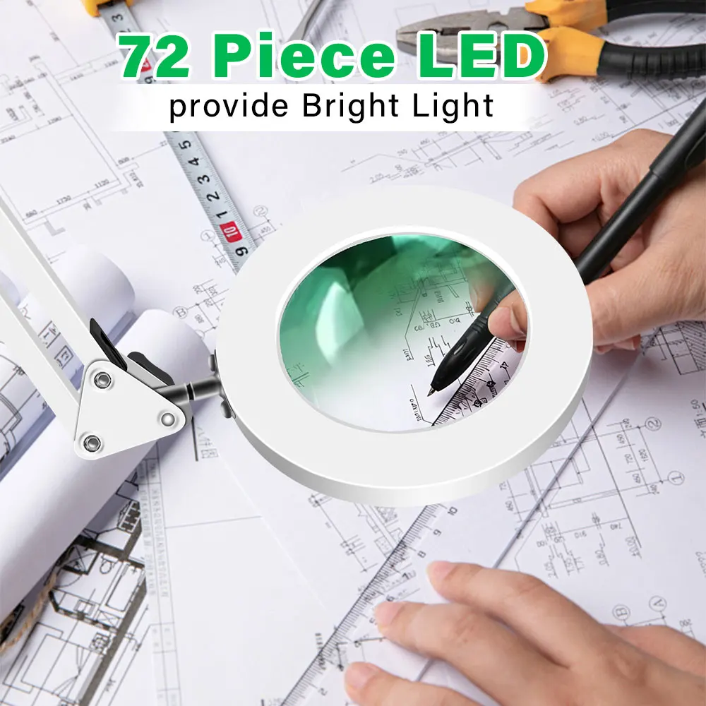 Vergrößerungsglas mit 72 LEDs, 10-fache Vergrößerung, USB, 3 Farben LED-Beleuchtung, NEU für Lötkolben-Reparatur/Tischlampe/Hautpflege – Detail 25