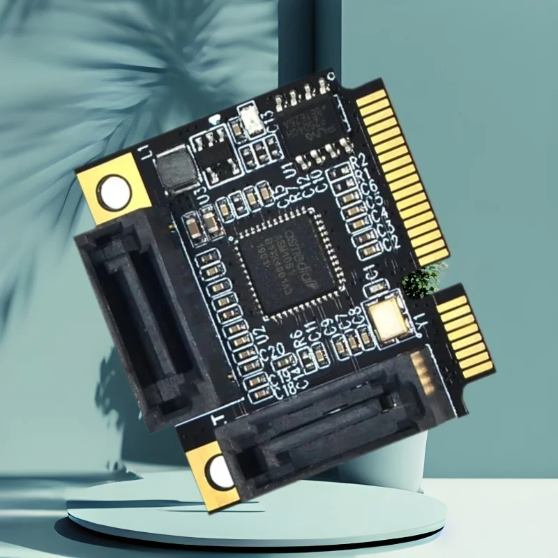 

Mini PCIE to SATA Adapter Mini PCI-E To 2 Port SATA3.0 Expansion Card SATA Serial Port Card Mini PCI Express to SATA3 Riser Card