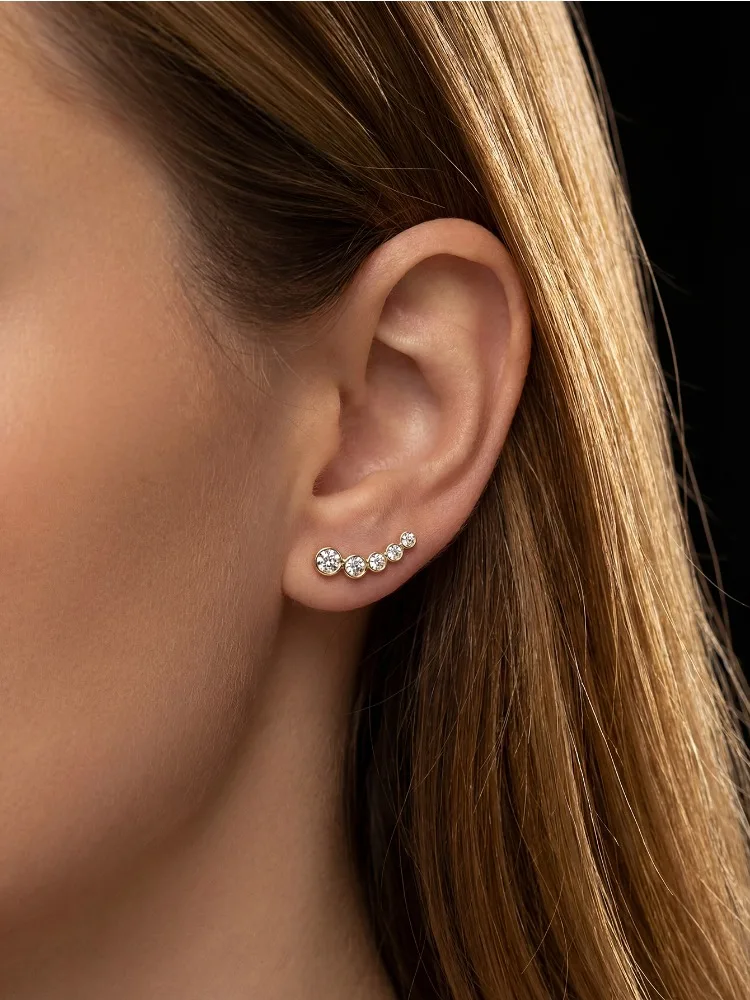 Glänzende 0,86 CT gebogene Ohrstecker mit echtem Moissanit-Diamant für Damen, echtes Geschenk, Schmuck für Dates und Jubiläen – Detail 3