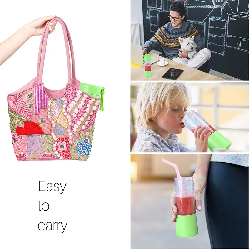 휴대용 믹서기 전기 착즙기 과일 믹서, USB 충전식 6 날 주방 스무디 미니 개인 착즙기 다채로운 컵