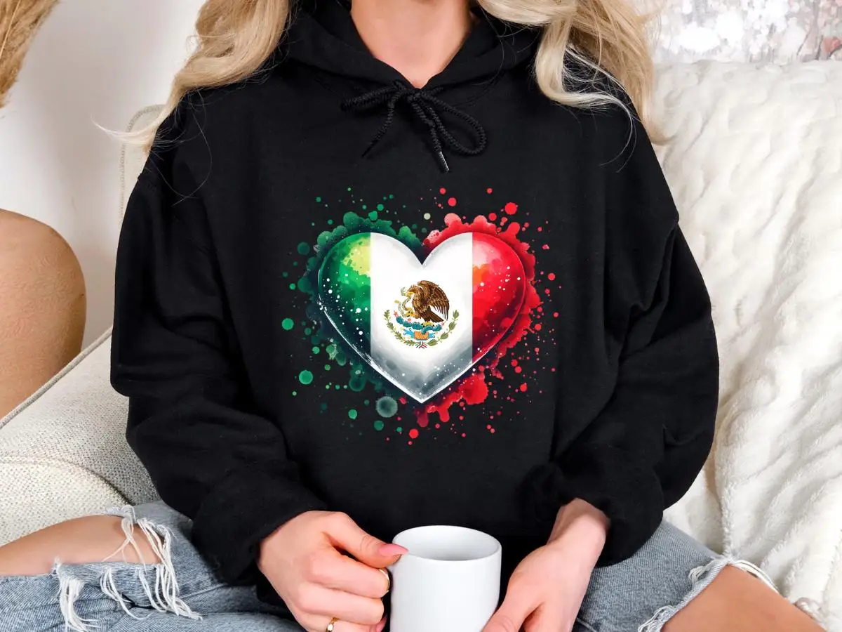 

Толстовки с мексиканским флагом и принтом сердца, мужские и женские толстовки с длинными рукавами, топы Y2k, осенне-зимний пуловер, женская одежда