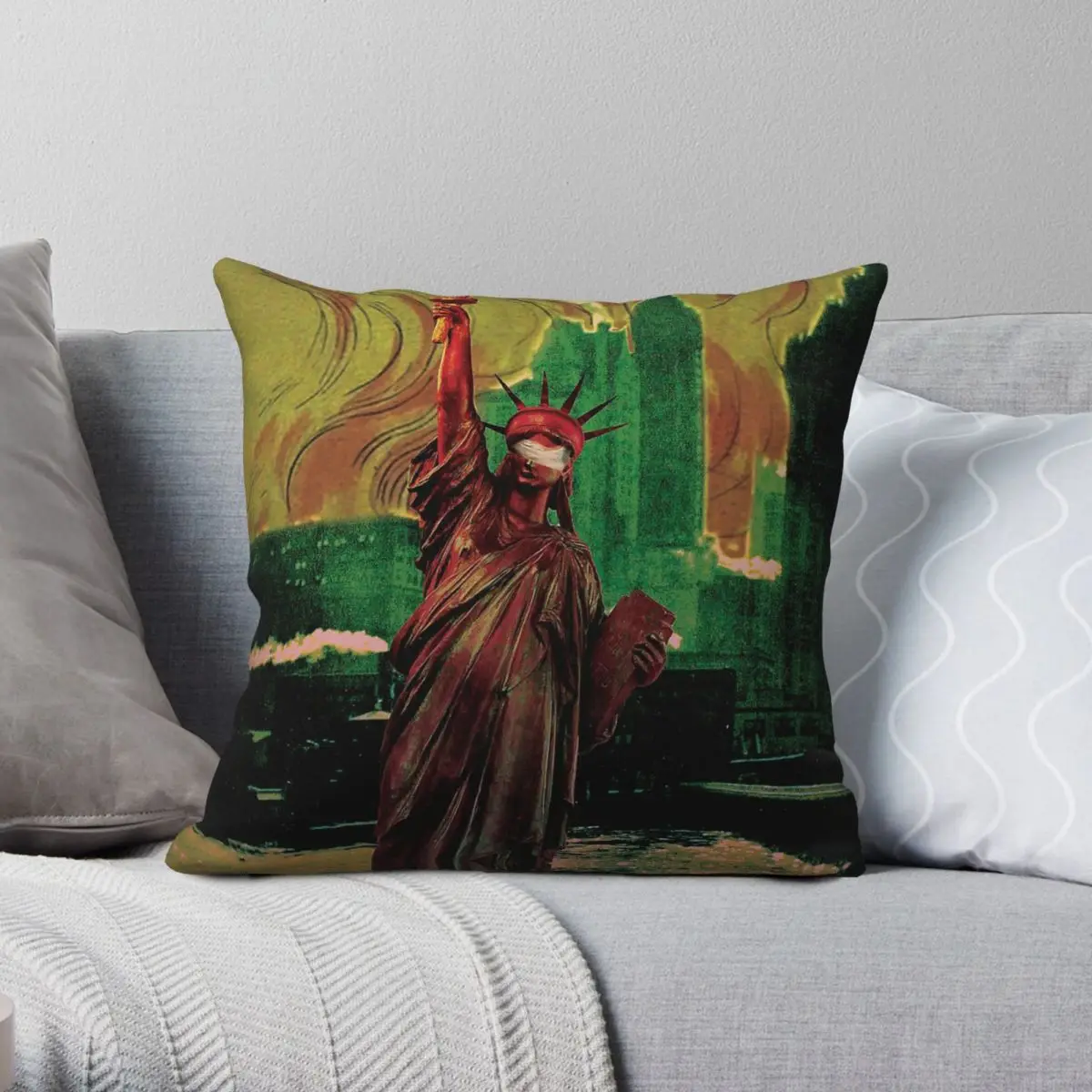 Libertas Sinking Pillowcase Polyester Linen Velvet Printed Zip Decorative Sofa Cushion Cover