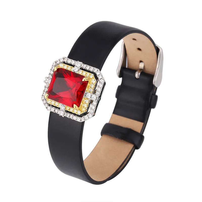 Jewelry Gold Plated Red Corundum Square Wrist Women's Set 12*16-12*14