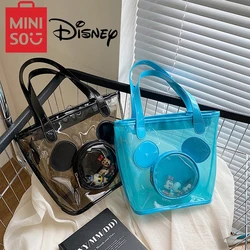 MINISO Disney Series Cartoon Mickey Large Capacity Jelly Bag Women's Fashion Shoulder Bag Transparent Bucket Bag