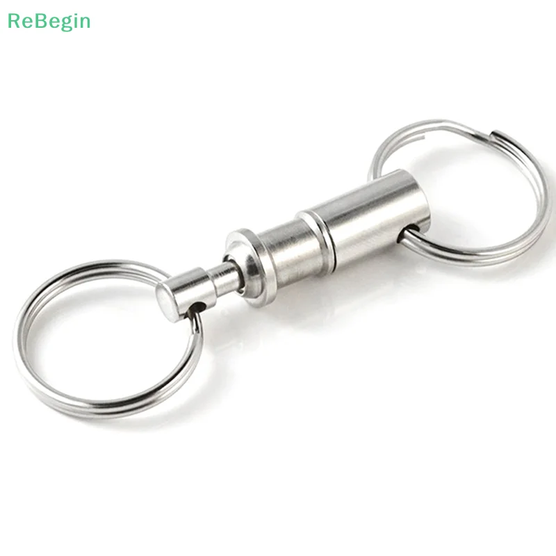 2pcs Removable Keyring Quick Release Keychain Dual Detachable Key Ring Snap Lock Holder Steel Pull-Apart Key Rings