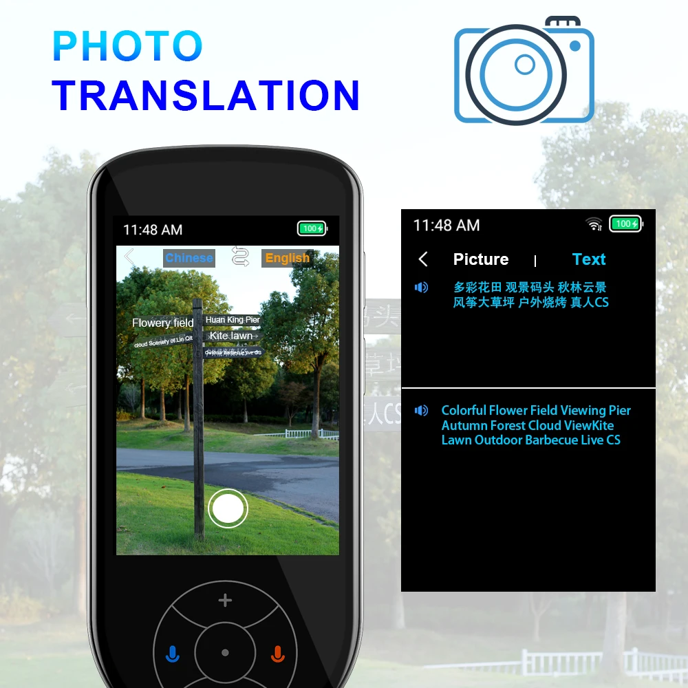 

Smart Voice Translator 137 Languages Real Time Online Instant Off Line Translation AI V600 3.5 inch Offline Photo Translation