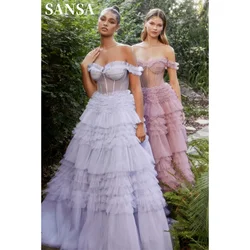 Sansa Princess Off Shoulder Multilayer Prom Dress Sweet Sweetheart فستان حفلات الزفاف Sexy Waist Perspective Robes De Soirée