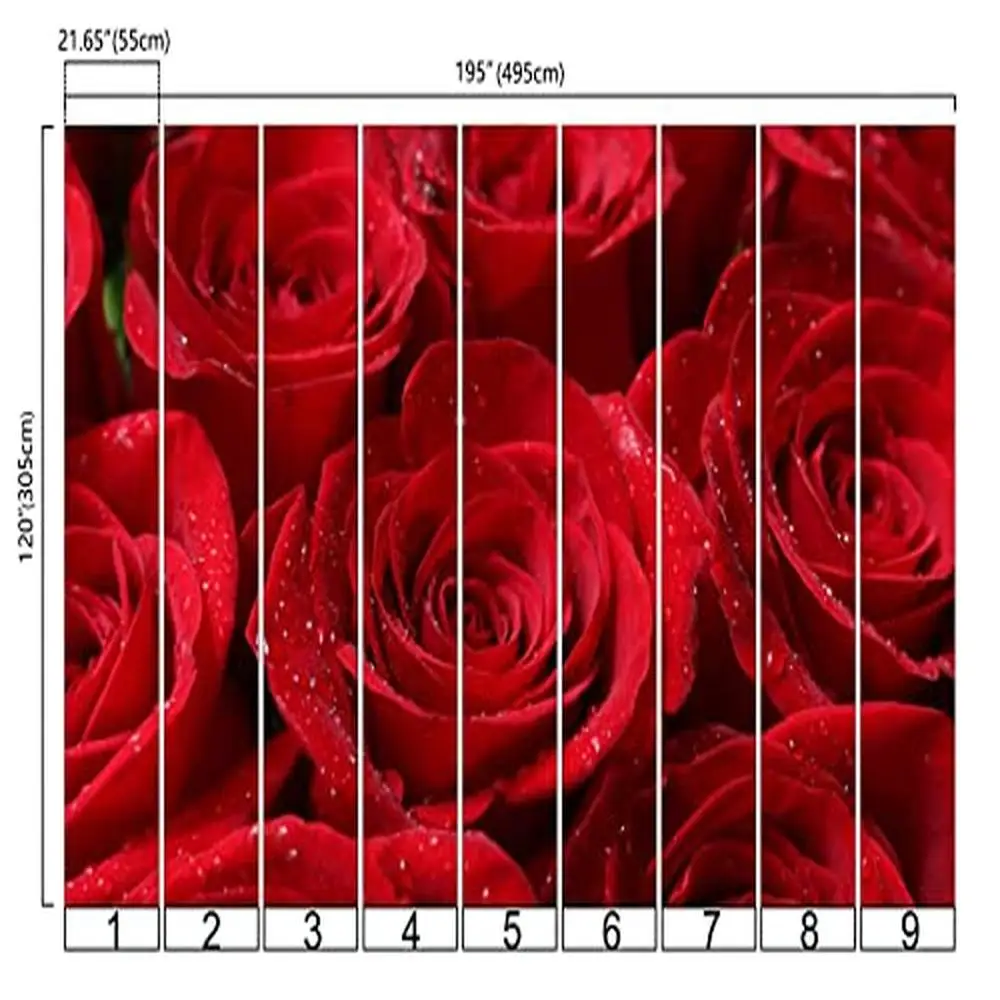 3D 붉은 장미 꽃 벽지 벽화 거실 침실 TV 배경, 어린이 소녀 방 프리미엄 실크, 친환경 맞춤형