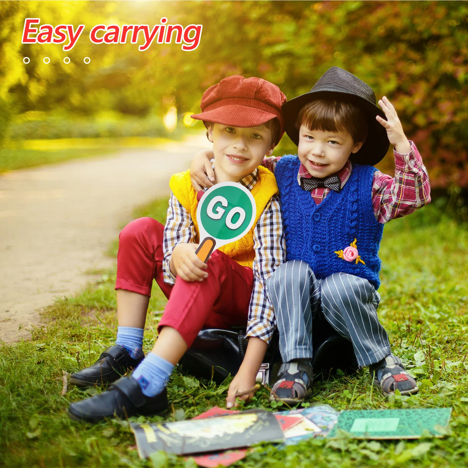 

2Pcs Double-Sided Handheld Traffic Sign Stop Green Lightweight Portable Classroom Safety Control Waterproof