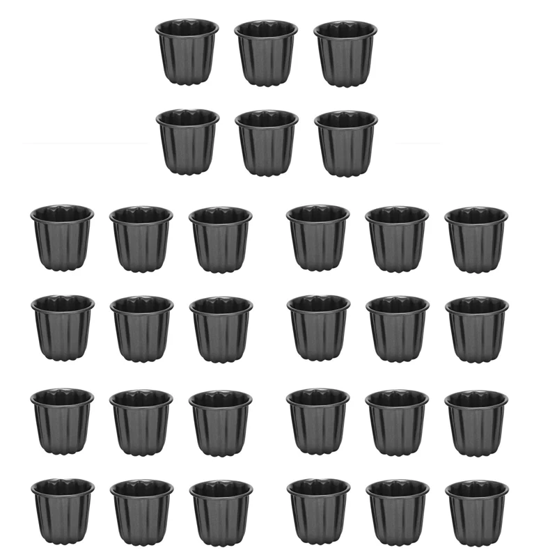 

ABJN-6Canele Форма, чашка для кексов для каннелей, 30 шт. Антипригарная форма для каннелей Серо-черные консервы