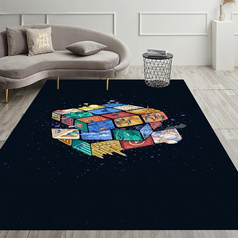 3d Magic Cube Printing Carpets Teenager Bedroom Decor Rug Living Room Sofa Carpet Hallway Non-slip Door Mat Kitchen Floor Mat