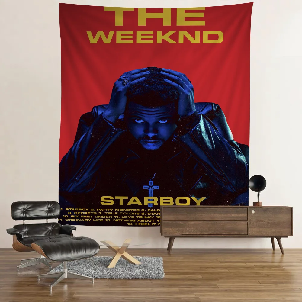 Pop Singer T-The W-Weeknd Printed Large Wall Tapestry Indian Buddha Wall Decoration Witchcraft Bohemian Hippie Wall Art Decor