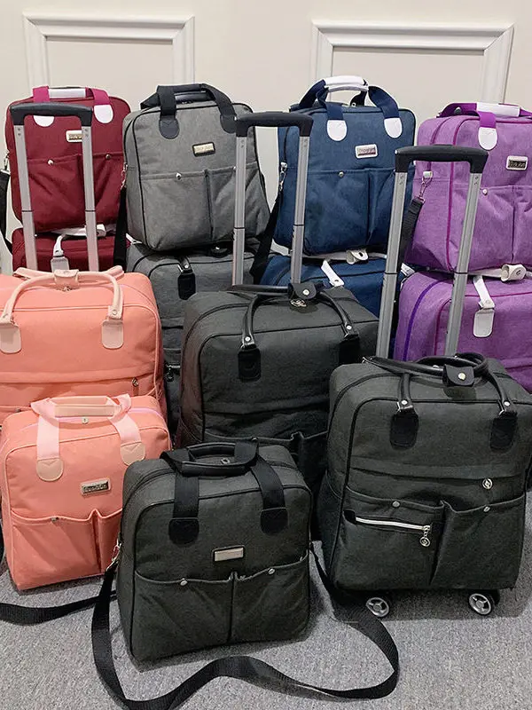 Ultra-Light Dual-Shoulder Bag Luggage Wheel Pull Rod Travel Bag Portable Carry-On Suitcase Handbag with Smooth Gliding Wheels