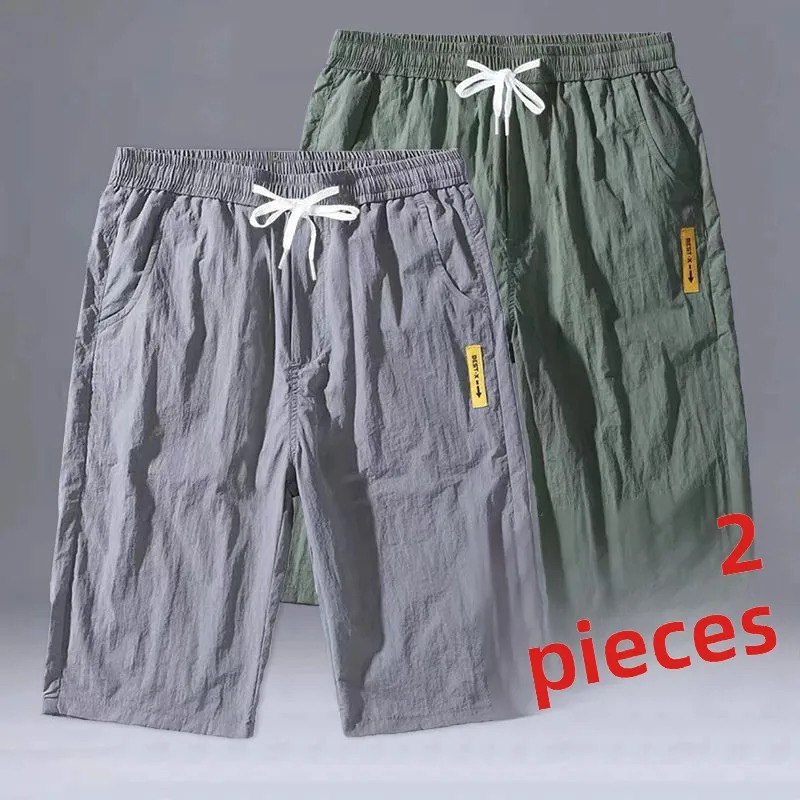 

Men's Summer Thin Ice Silk Six-Pointed Shorts Quick-Drying Casual Sporty Straight-Cut Youthful Energy Style mid Waist Shorts