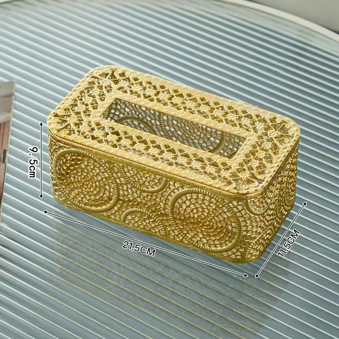 

Iron Hollowed out Metal Tissue Box Holder Household Tissue Storage Box Living Room Study Bedroom Kitchen Home Decoration Box