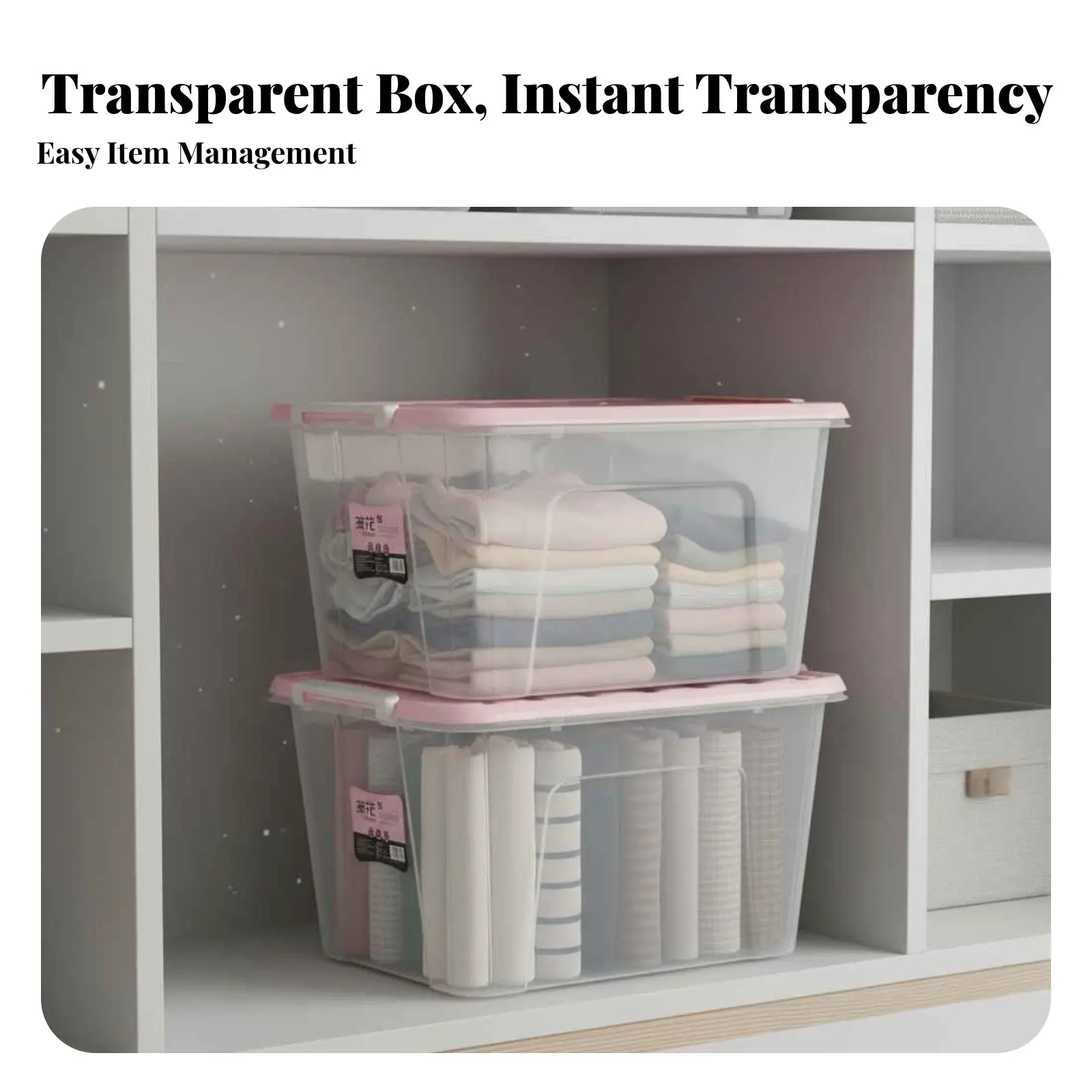 

Stackable Wheeled Clear Box Large Capacity Ppreviousic Container Thickened Design Stable for Homeowners, Parents, Closet